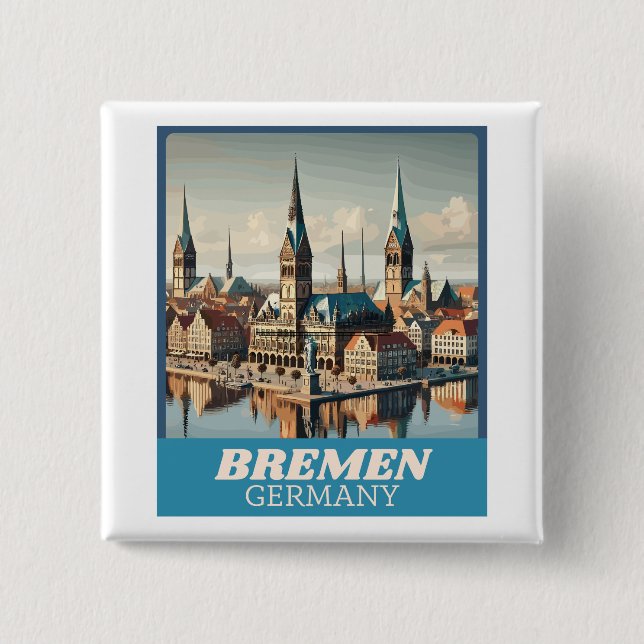 Retro Bremen Skyline Knapp (Framsida)