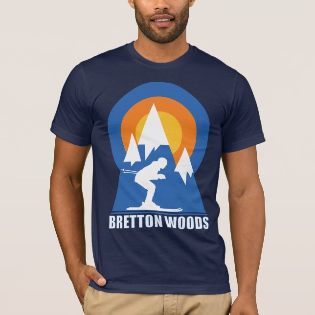Retro Bretton Skogen Mountain Ski Sunset T Shirt (Framsida)