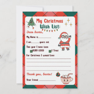 Retro Brev till Santa Wishlist Inbjudningar