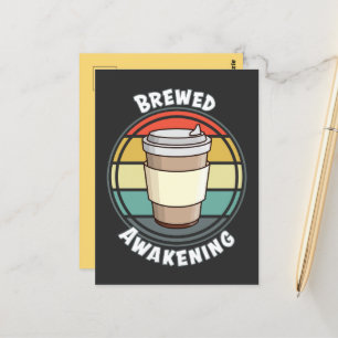 Retro Breved Awaking Hett Drink to Go Vykort