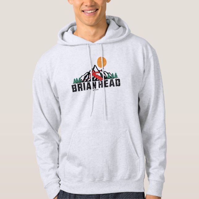 Retro Brian Head Mountain Ski Sunset Hoodie (Framsida)