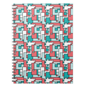 Retro Brick Mönster Anteckningsbok Med Spiral