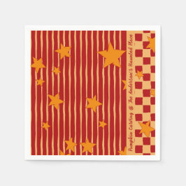 Retro Brick Red Starry Stripe Halloween Party Pappersservett