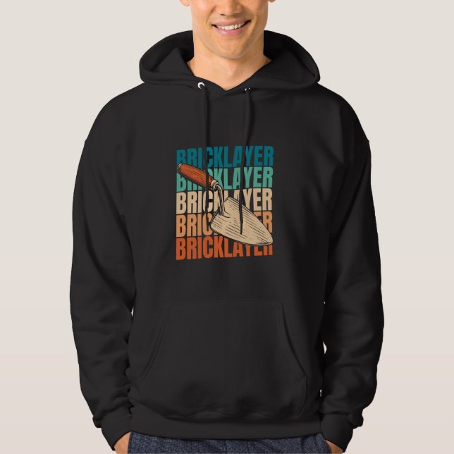 Retro Brickie Masonry Brickayer Block - Brick Vin Hoodie (Framsida)
