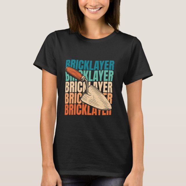 Retro Brickie Masonry Brickayer Block - Brick Vin T Shirt (Framsida)