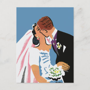 Retro Bride and Groom, Bröllop OSA Inbjudan Vykort