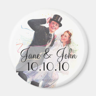 Retro Bride & Groom Bröllop Magnet
