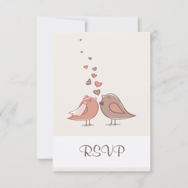 Retro Bride och Groom Birds OSA Kort (Framsida)