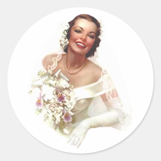 Retro Bride Stickers Runt Klistermärke (Framsida)
