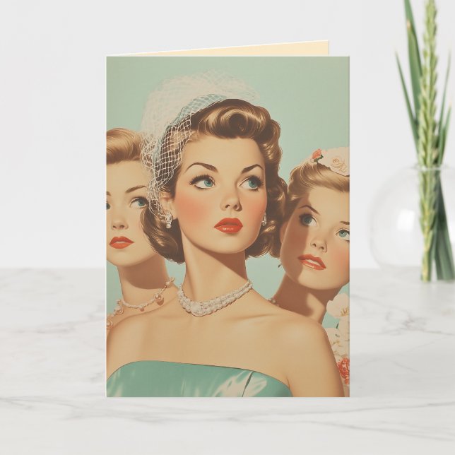 Retro Bridesmaids i Stil Kort (Framsida)
