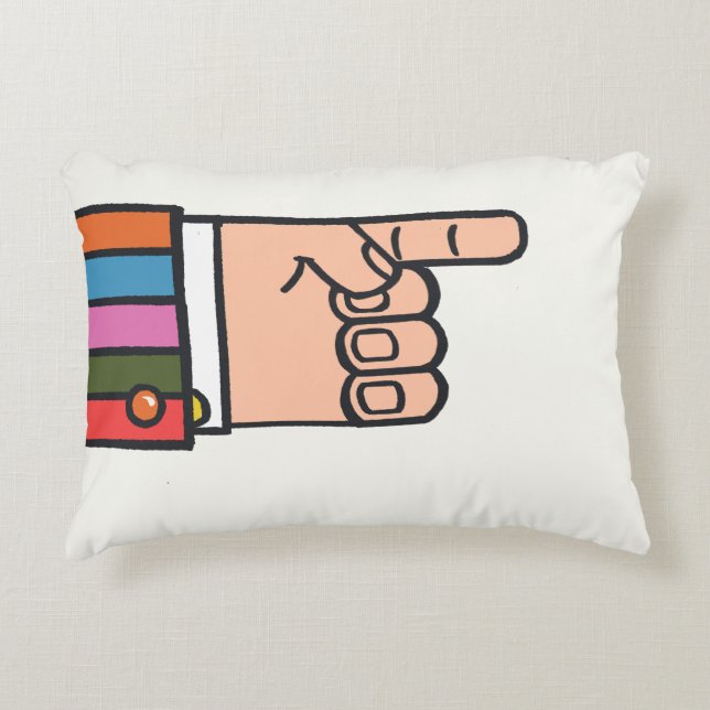 Retro Bright Fun Pointing Hand Pillow Prydnadskudde (Framsidan)