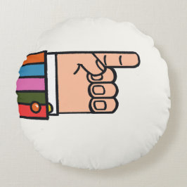 Retro Bright Fun Pointing Hand Round Pillow Rund Kudde