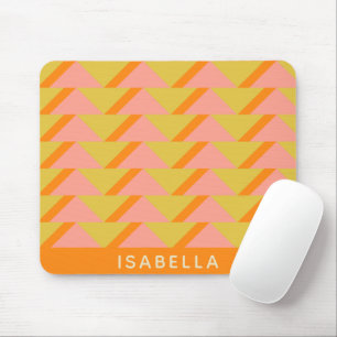Retro Bright Gult Orange Geometric Personlig Musmatta