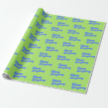 Retro Bright Lime and Blue Lycklig Allt Presentpapper<br><div class="desc">Fira alla helgdagar på vintern med denna glupskomplex papper med uttrycket - lycklig allt - med stil typografi i en högljudd nostalgisk 80- och 90-talarkalett i färg av chartreuse lime green,  vibrant blue och rosa.</div>