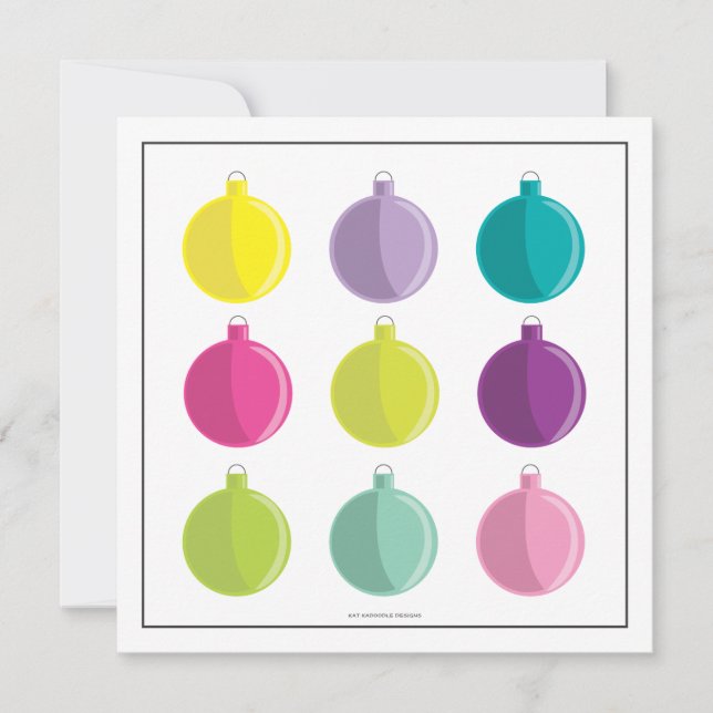 Retro Bright Ornaments färgstarka Julfest Inbjudningar (Framsida)