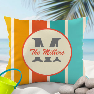 Retro Bright Sommar Monogram Kudde