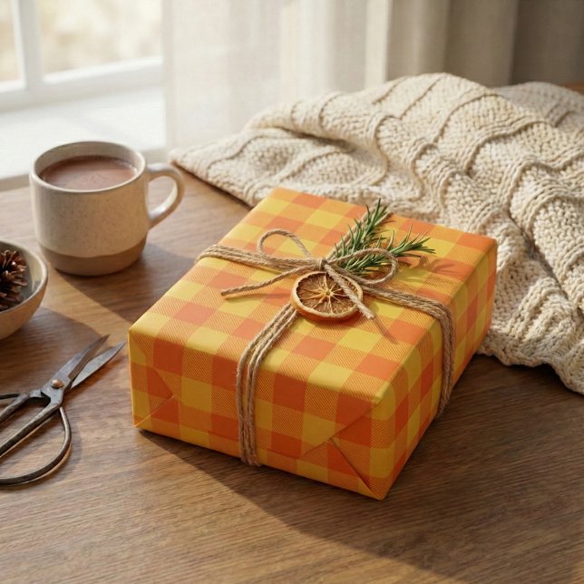 Retro Bright sommartid, Orange Preppy Play Gult Presentpapper (Skapare uppladdad)