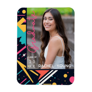 Retro Bright Studenten-foto med Cute Colorful 80's Magnet