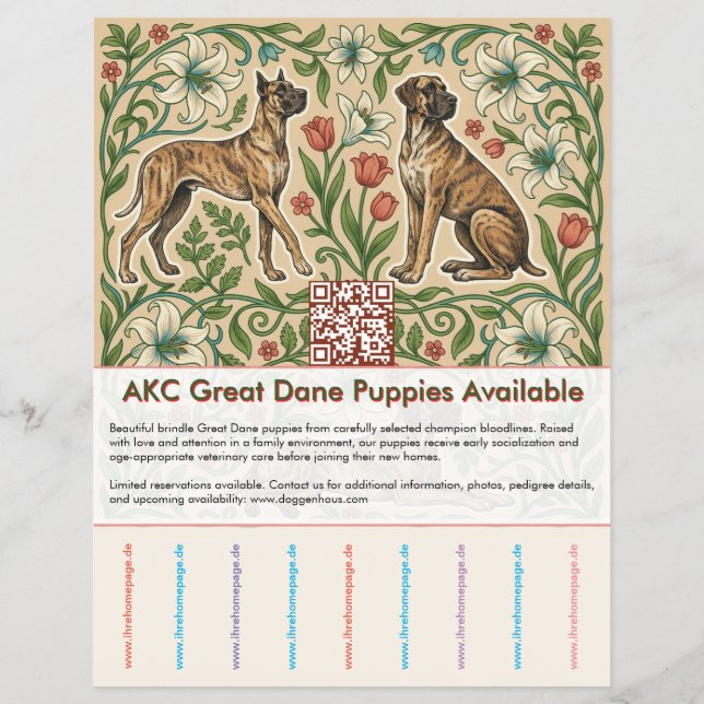 Retro brindle Grand Danois-valp  Reklamblad (Framsidan)