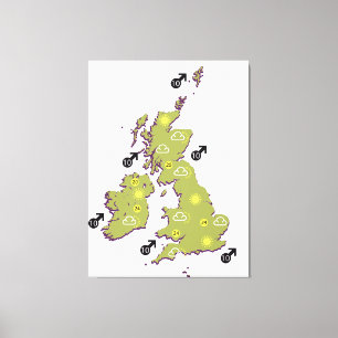 Retro British Isles Väder karta Canvastryck