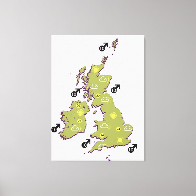 Retro British Isles Väder karta Canvastryck (Framsida)