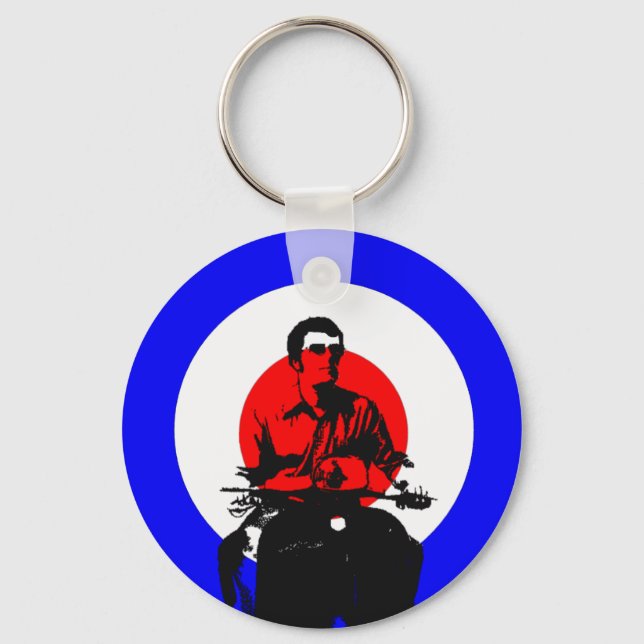 Retro British Mod Scooter Boy Keychain bagchain Nyckelring (Framsida)