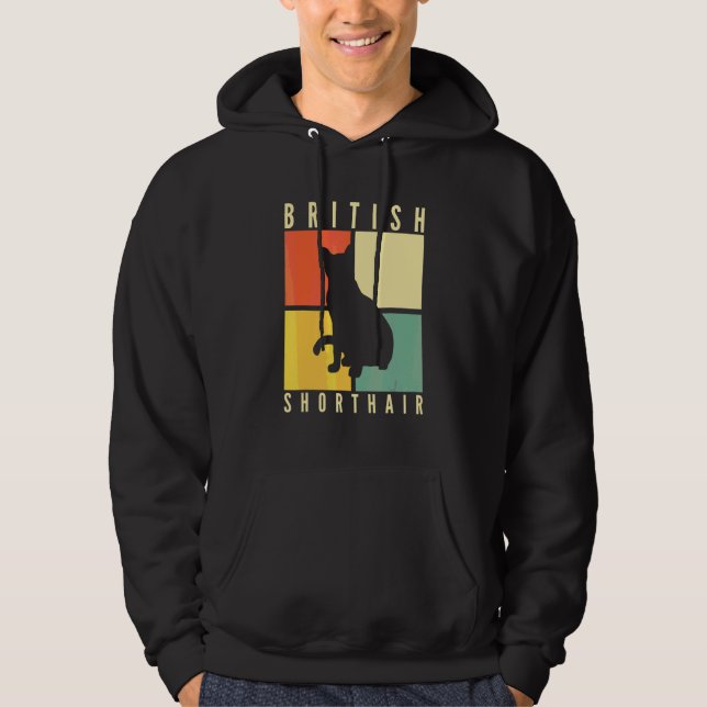 Retro British Shorthair Cat Kitten Cat Hoodie (Framsida)