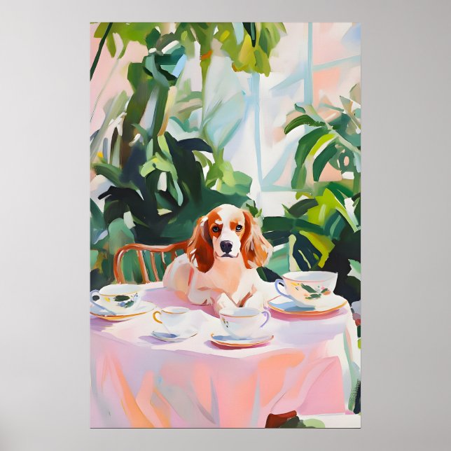 Retro Brittany Spaniel Affisch, Brittany Olja Poster (Framsidan)
