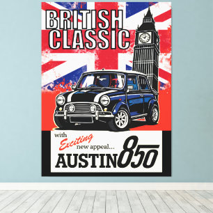 Retro brittisk klassisk bil Front Pop Art Canvastryck