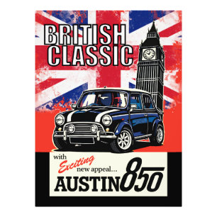 Retro brittisk klassisk bil Front Pop Art Fototryck