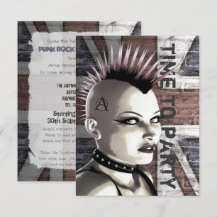 Retro brittisk punkmode Små storlekar inbjudningar