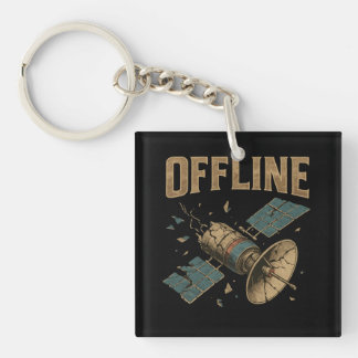 Retro Broken Satellite "OFFLINE" Space Art
