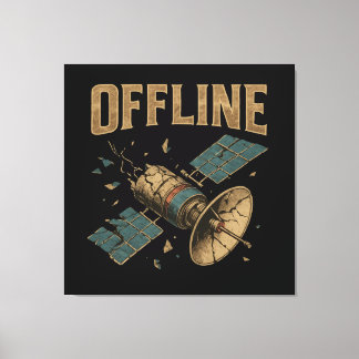Retro Broken Satellite "OFFLINE" Space Art Canvastryck