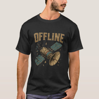 Retro Broken Satellite "OFFLINE" Space Art T Shirt