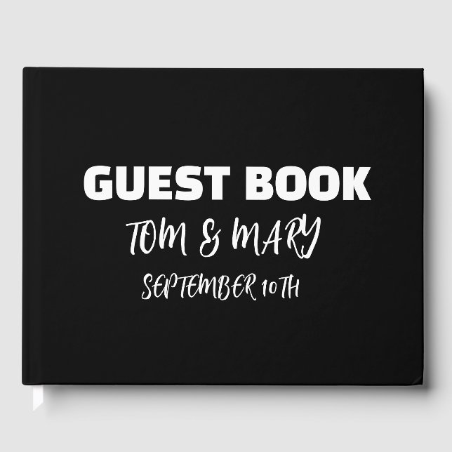 RETRO BRÖLLOP GUEST BOK BLACK & WHITE (Framsida)