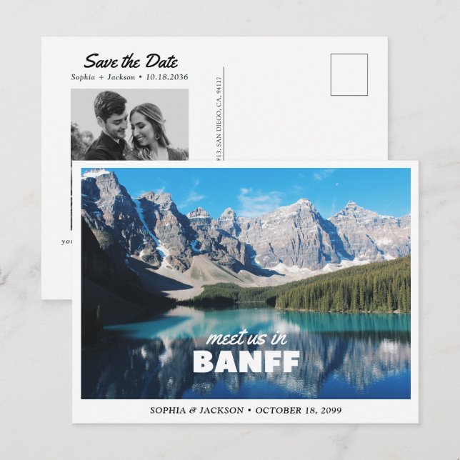 Retro Bröllop i Banff - Spara datum Vykort (Fram/baksida)