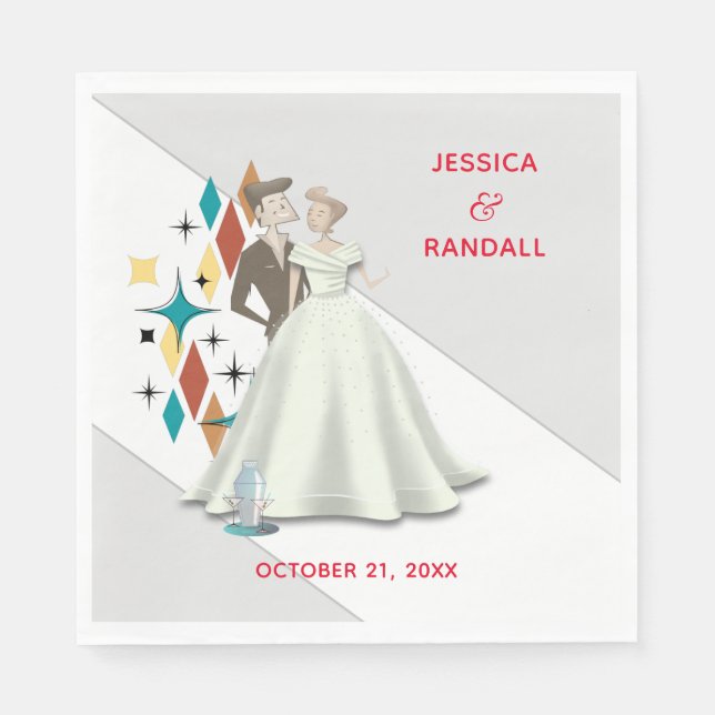 Retro Bröllop Pappersservett (Framsidan)