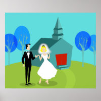 Retro Bröllop par Poster