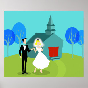 Retro Bröllop par Poster