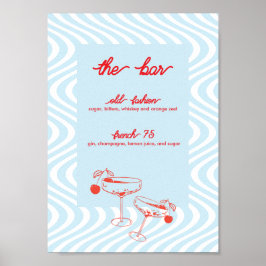 Retro Bröllop Pub-tecken - blå våg Poster