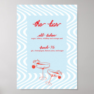 Retro Bröllop Pub-tecken - blå våg Poster
