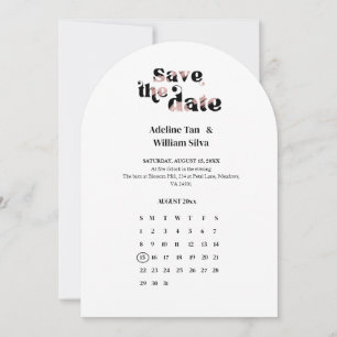 Retro Bröllop Spara Datum Kalender 70-tals tema Inbjudningar