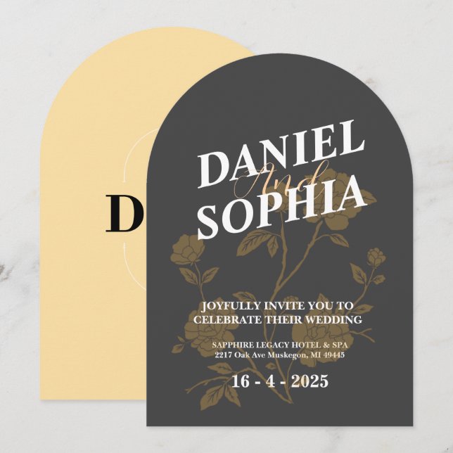 Retro-bröllopsinbjudan Blommor Inbjudningar (Fram/baksida)