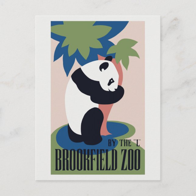 Retro Brookfield Zoo panda ad Vykort (Framsida)