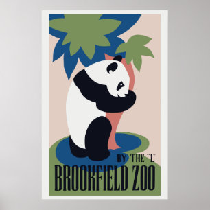 Retro Brookfield Zoo panda Poster