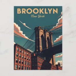 Retro Brooklyn bridge New York citys siluett Vykort