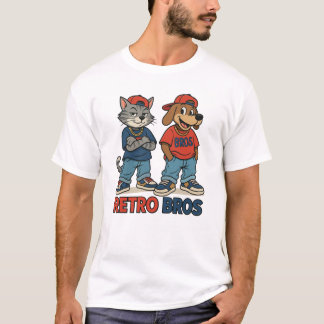 Retro Bros – 90-tals tecknad stil herr basic t-shi T Shirt