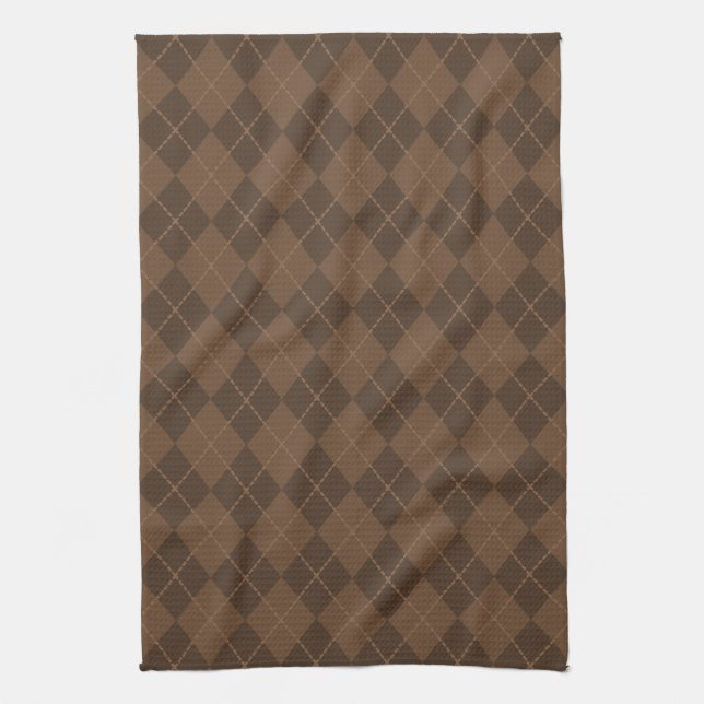 Retro Brown Argyle Kitchen Towel Kökshandduk (Vertikal)