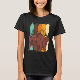 Retro Brown Bear Forest Animal Nature Träd Bear T Shirt
