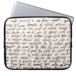 Retro Brown Bläck Manuscript Struktur Laptop Fodral